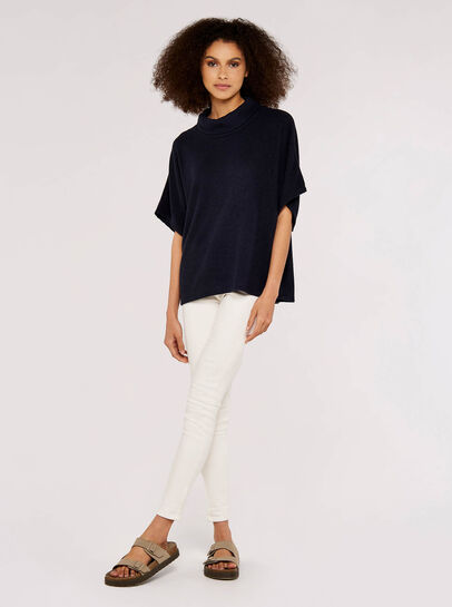 Roll Neck Ribbed Cape