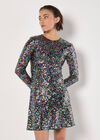 Rainbow Sequin Fit And Flare Mini Dress, Black, large