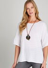 Textured Oversized Necklace Top, Cream, large