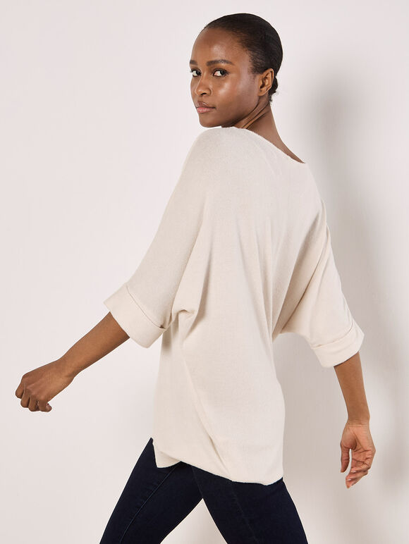 Soft Touch Batwing Top, Stone, large