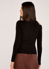 Cut Out Shoulder Roll Neck Jumper, Black, large