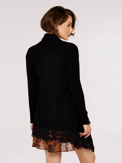 Crochet Lace Ribbed Waterfall Cardigan