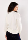 Sequin Embroidered Floral Panel Jumper, Cream, large