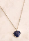 Silver Tone Heart Pendant Necklace, Blue, large