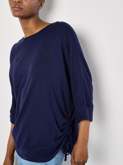 Soft Touch Drawstring Batwing Top