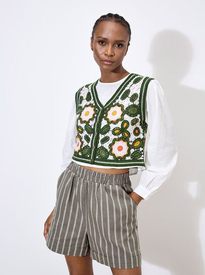 Floral Crochet Waistcoat