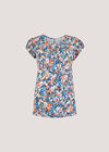 Ditsy Floral Tulip Sleeve Top, Navy, large