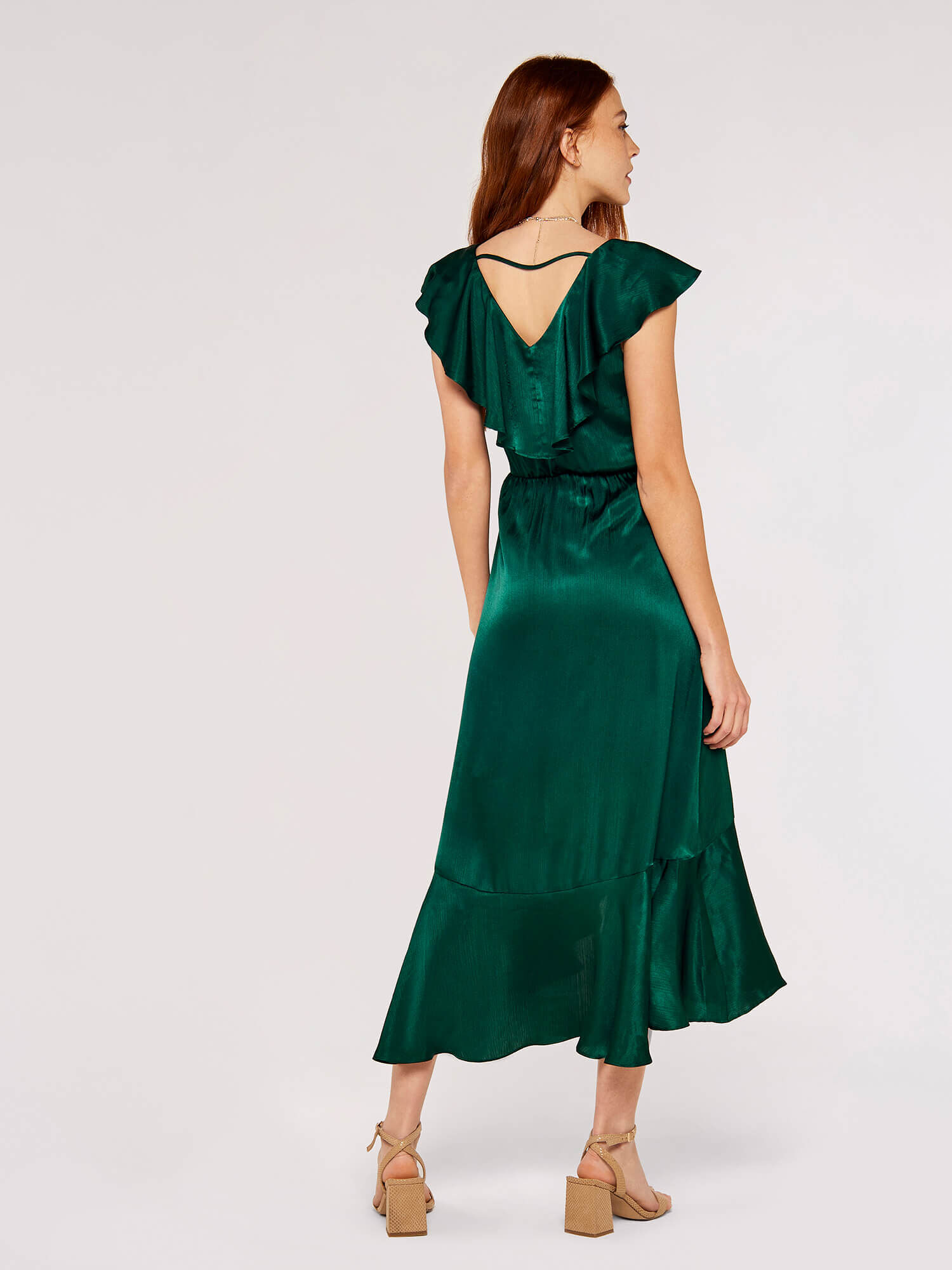 Satin Ruffle wrap Dress
