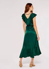 Satin Ruffle wrap Dress, Green, large