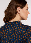 Dot High Neck Dress, Navy, large