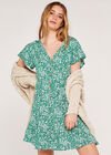 Ditsy Button Down Tea Dress, Green, large