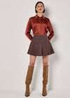 Oversized Satin Shirt, Burgundy, large