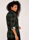 Gingham Fleece Lined Shirt, Green, large