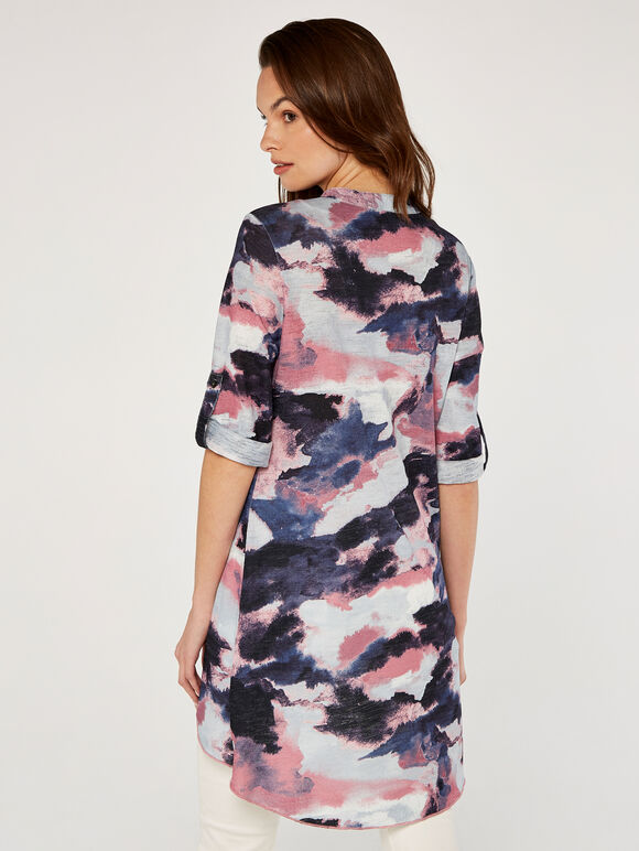 Watercolour Disruption Tunic, Pink, large