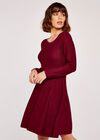 Textured Knitted Skater Dress, Burgundy, large