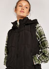 Hooded Zip Puffer Gilet, Black, large