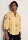 Floral Paisley Embroidered Blouse, Yellow, large