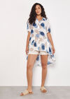 Painted Circles Oversized High-Low Shirt, Navy, large
