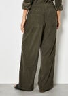 Cord Wide-Leg Trousers, Khaki, large