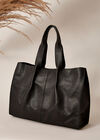 Leather Tote Bag, Black, large