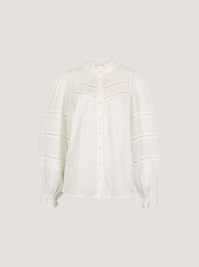 Lace Insert Ruffle Blouse