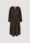 Curve Painterly Paisley Midi Dress, Black, large