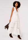 Dobby Crochet Tiered Maxi Dress, Cream, large