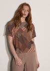 Geometric Patchwork Textured T-Shirt, Coral, large