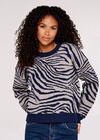 Bright Zebra Chunky Knit Jumper, Gris, grand