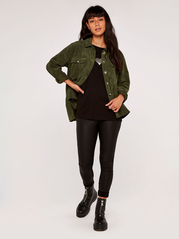 Corduroy Shacket, Khaki, large