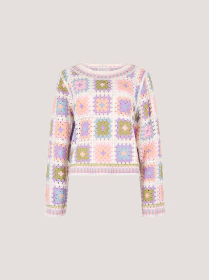 Pastel Crochet Squares Jumper