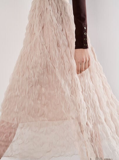 Wavy Tulle Midi Skirt