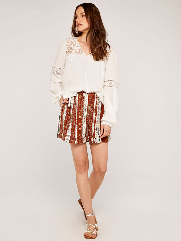 Abstract Striped Shorts, Rust, large