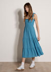 Smock Tiered Midi Dress, Blue, large