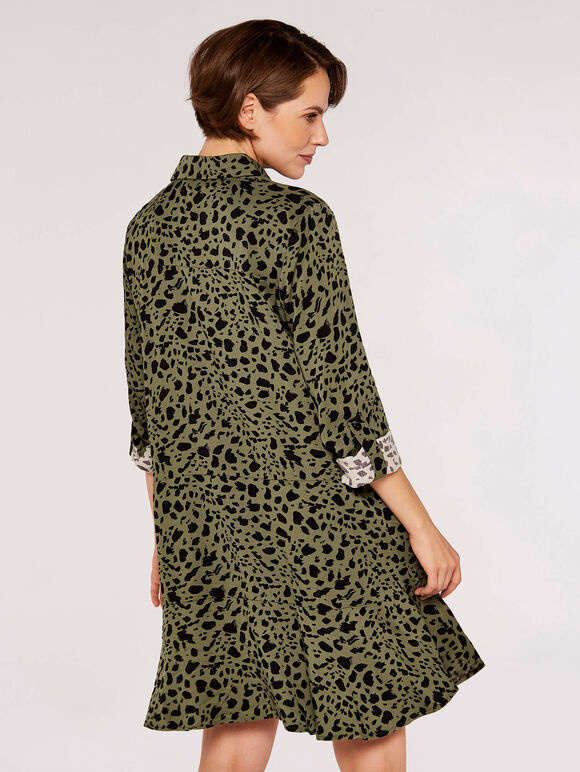 Paintsplash  Shirt Mini Dress, Khaki, large