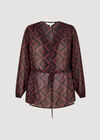 Curve Geo Print Chiffon Blouse, Burgundy, large
