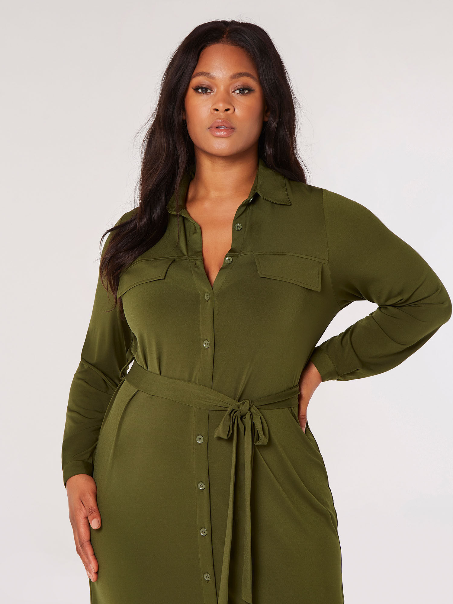 Robe Midi Chemise En Jersey Curve Vetements Apricot