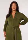 Curve Jersey Shirt Midi Dress, Khaki, large