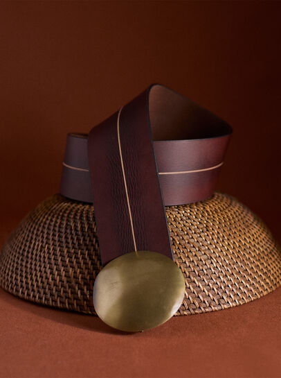 90s Style Brass BuckLeather Belt