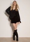 Velvet Sequin Mini Skort, Black, large