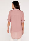 Slub Shimmer Turn Up Top, Pink, large
