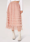 Tulle Tiered Ruffle Midi Skirt, Pink, large