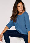 Waffle Knit Top, Blue, large