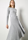 Rib Knit Pleated Midi Dress, Light Grey / Silver, large