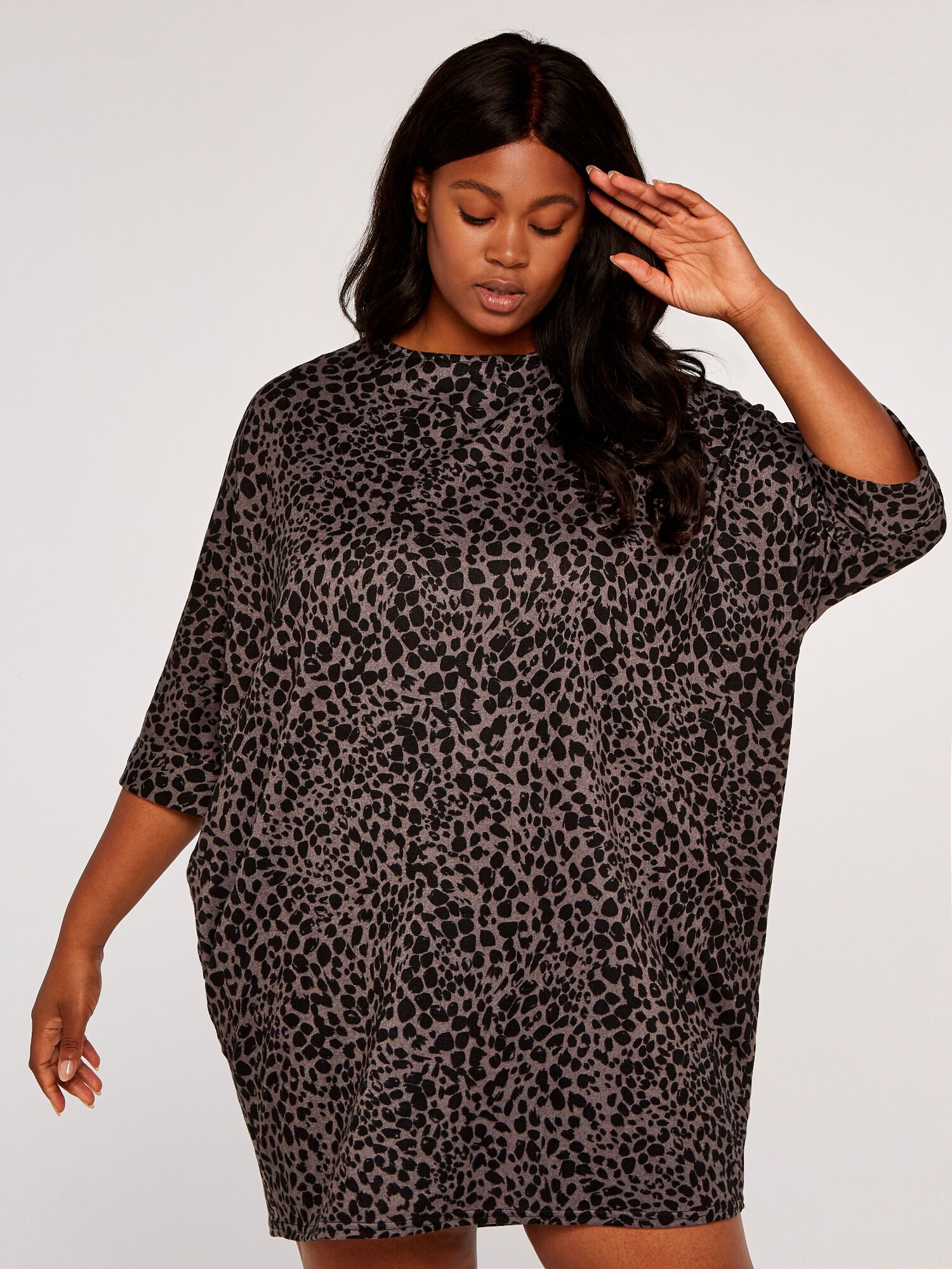 Curve Animal Dot Cocoon Dress | Apricot UK