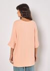 Soft-Touch Batwing Waffle Knit Top, Peach, large