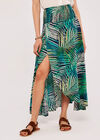 Tropical Leaf Wrap Skirt, Navy, large