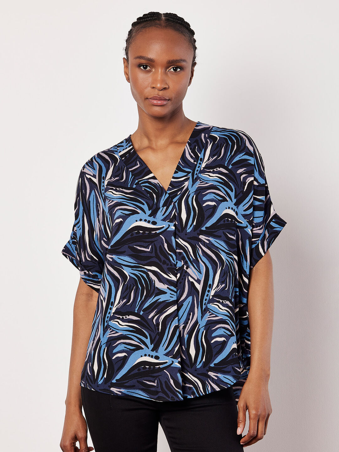 Abstract Print Pleat Blouse