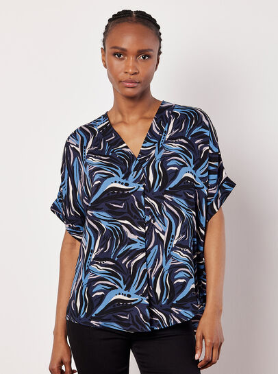 Abstract Print Pleat Blouse
