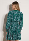 Irregular Spot Crepe Mini Dress, Teal, large